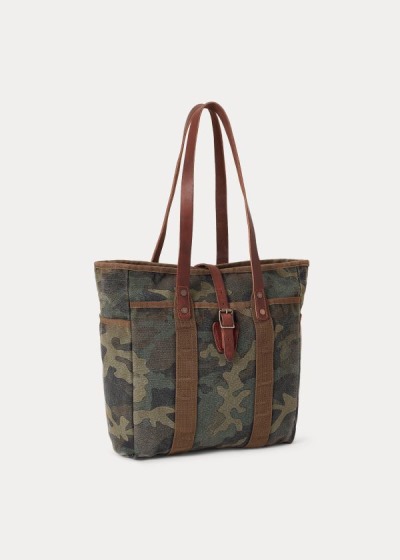 Bolsos De Mano Polo Ralph Lauren Hombre Verde Oliva - Camouflage Cotton Canvas - CTLEH0928